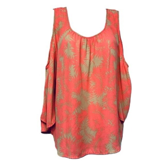 C Cato Est 1946 Tropical Print‎ Cold Shoulder Top Size Small - Picture 1 of 10